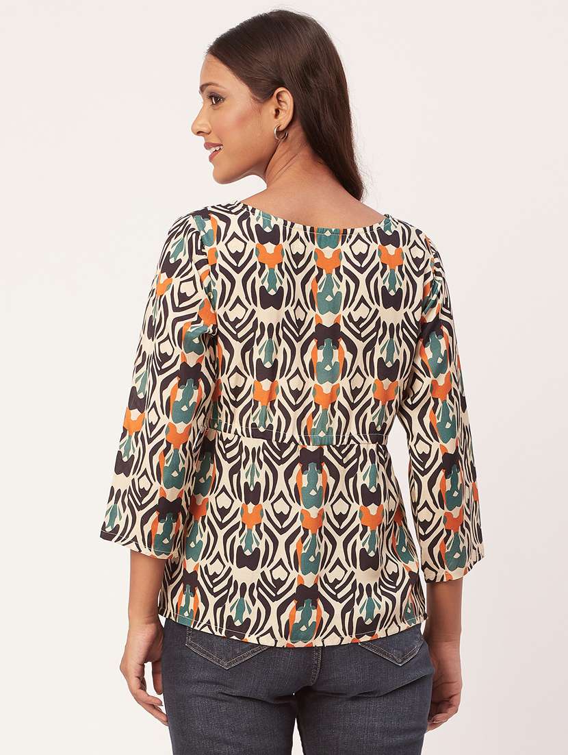 women's straight round neck top - 20271607 - Standard Image - 3