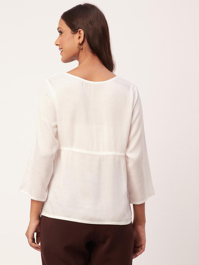 women's a line round neck top - 20271608 - Standard Image - 3