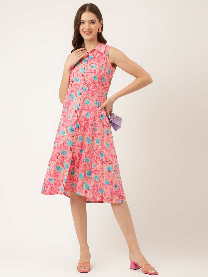 Pink Floral Shirt Dress - 20271663 -  Standard Image - 3
