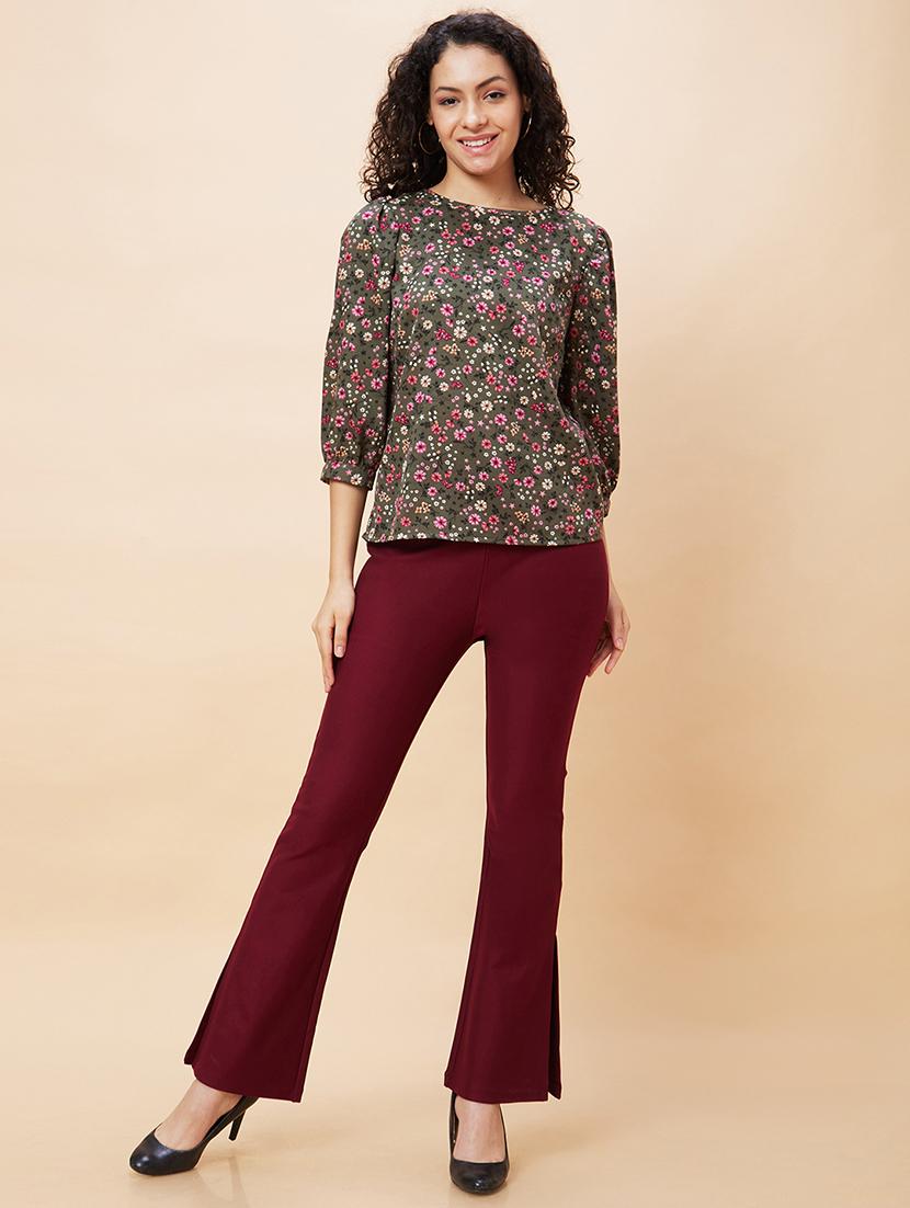 women olive green polyester regular top - 20271717 - Standard Image - 3