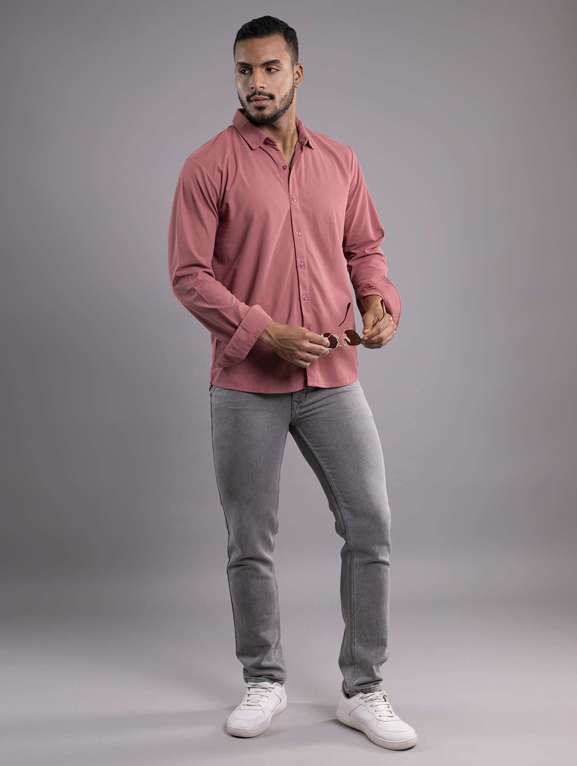 men peach regular fit solid casual shirt - 20271733 -  Standard Image - 3