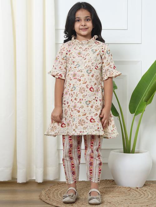 girl floral print cotton kurta palazzo set - 20271941 -  Standard Image - 0