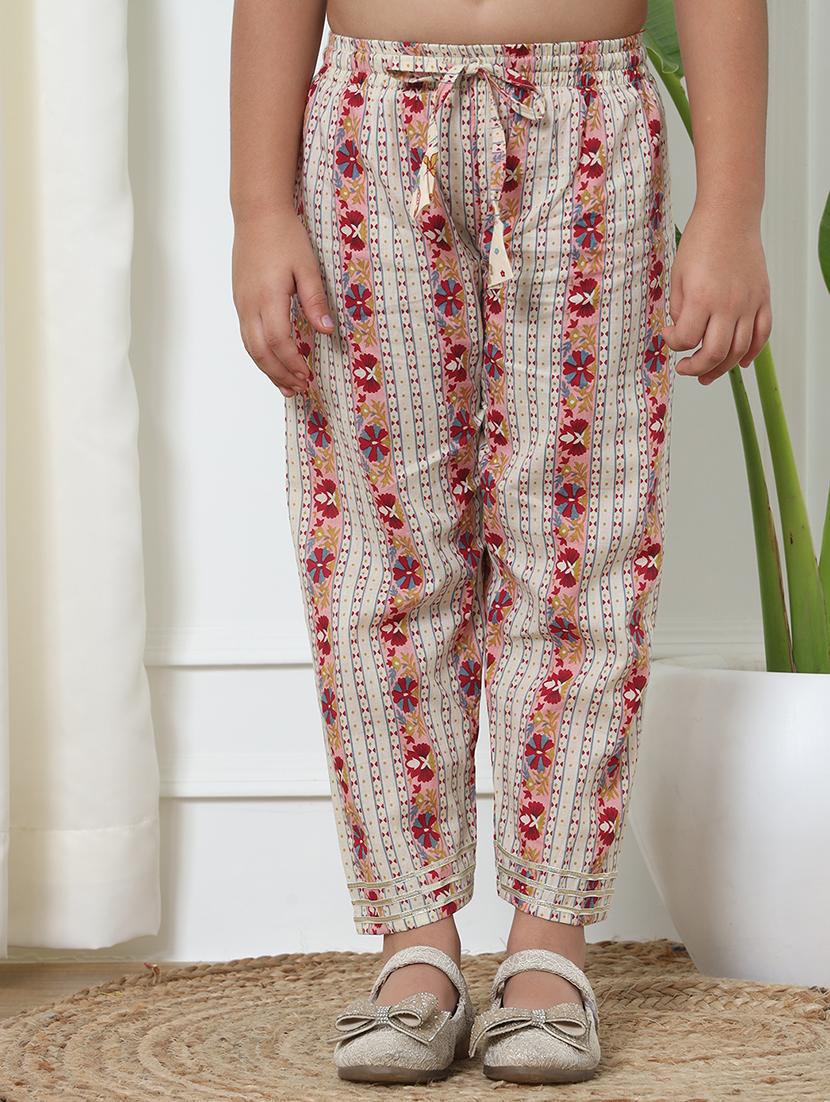 girl floral print cotton kurta palazzo set - 20271941 - Standard Image - 3