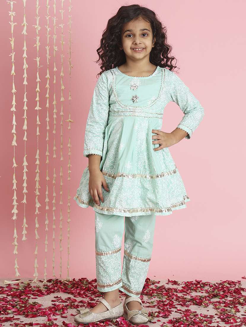 girl floral print kurta pant set