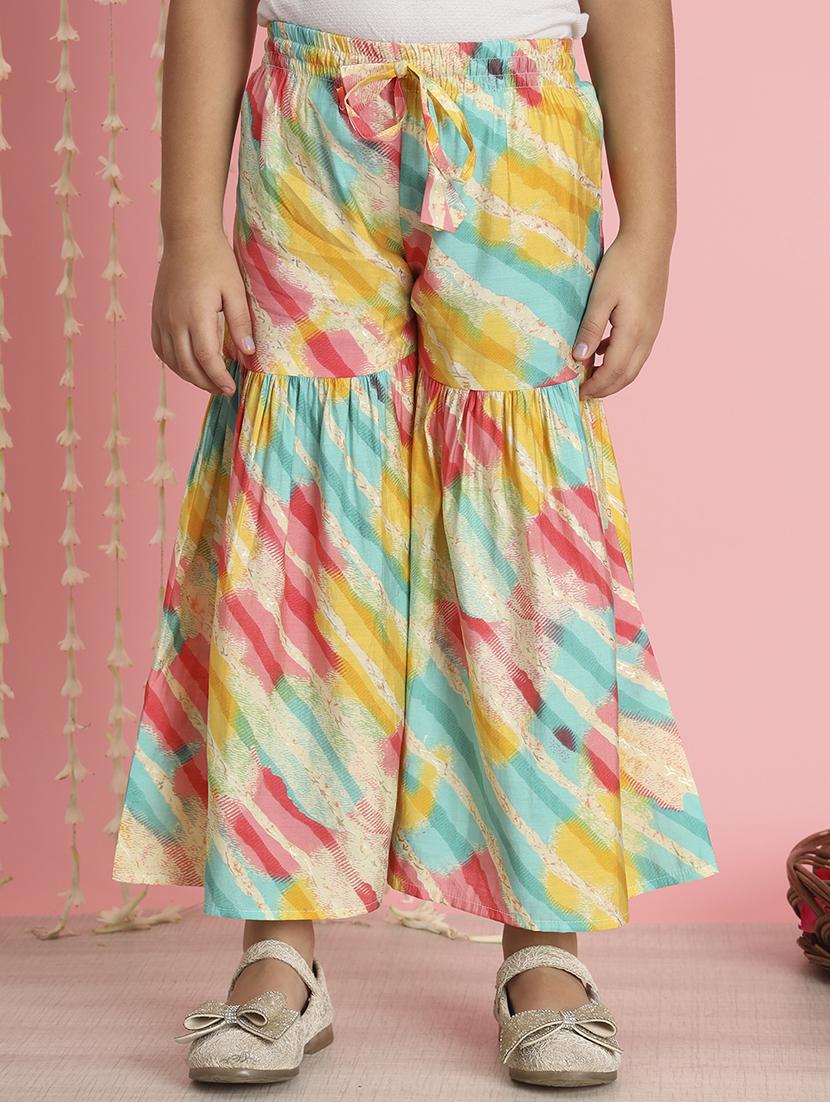 girl striped print cotton kurta sharara set - 20271974 - Standard Image - 3