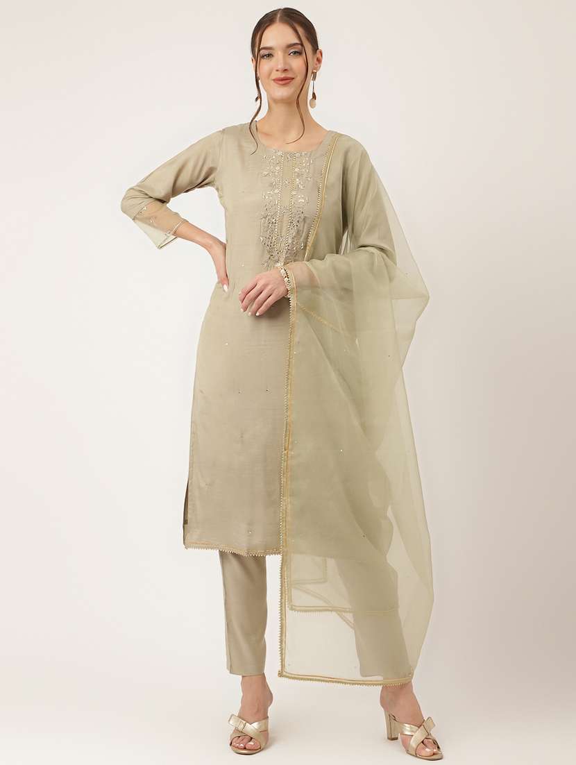 beige colored kurta pant set