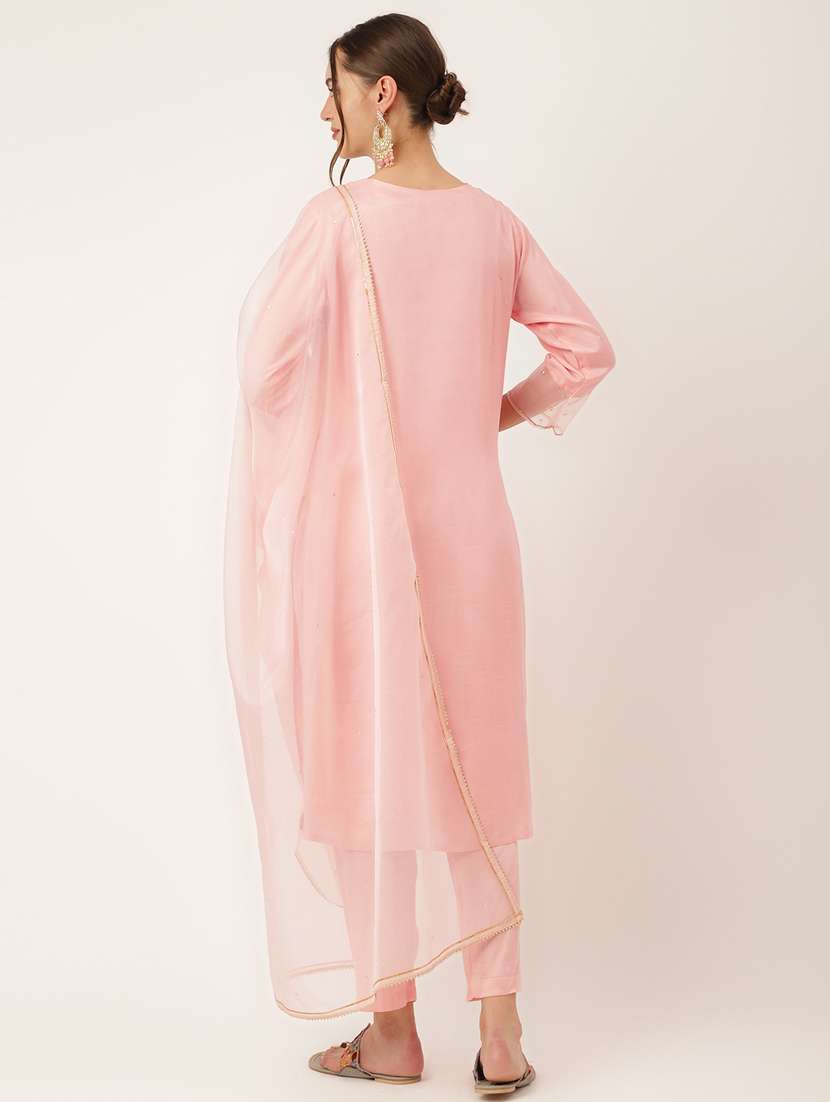 women round neck kurta pant set with dupatta - 20271989 -  Standard Image - 3