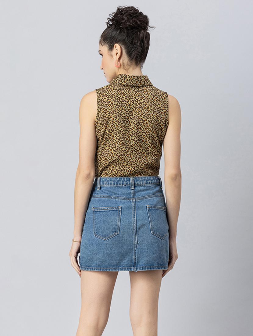 olive shirt collar regular top - 20272043 - Standard Image - 3