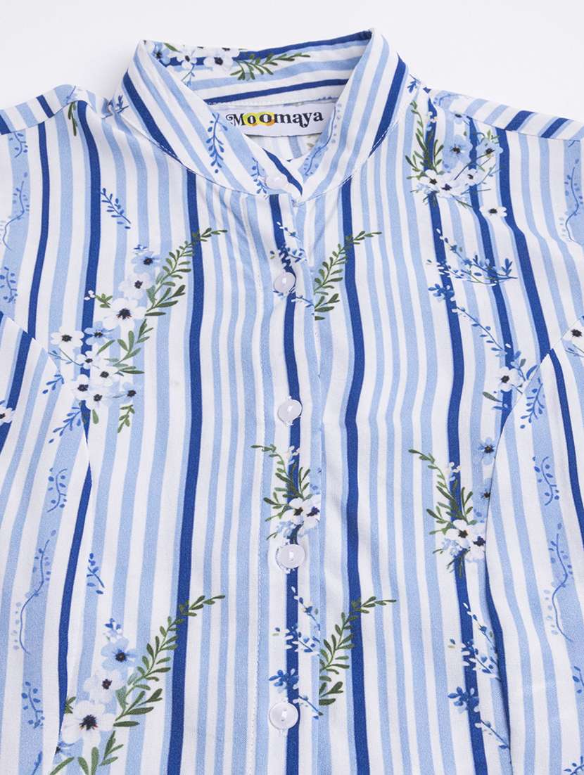 blue stripes printed regular shirt - 20272045 -  Standard Image - 5