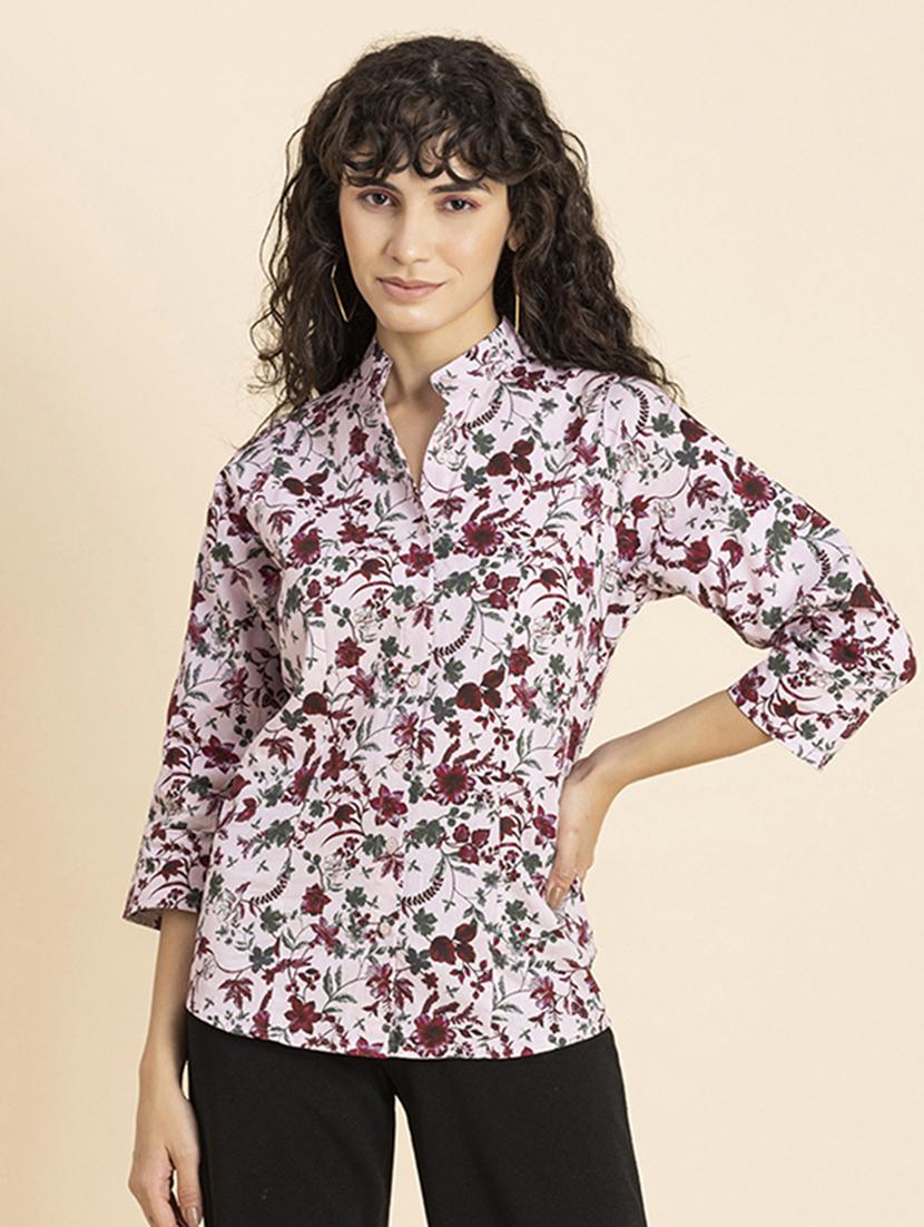 white florals printed regular shirt - 20272046 - Zoom Image - 0