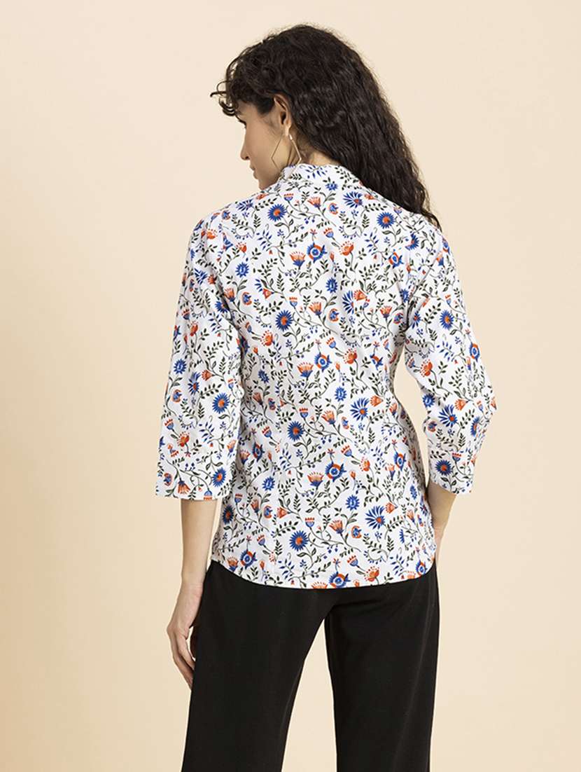 white florals printed regular shirt - 20272049 -  Standard Image - 3