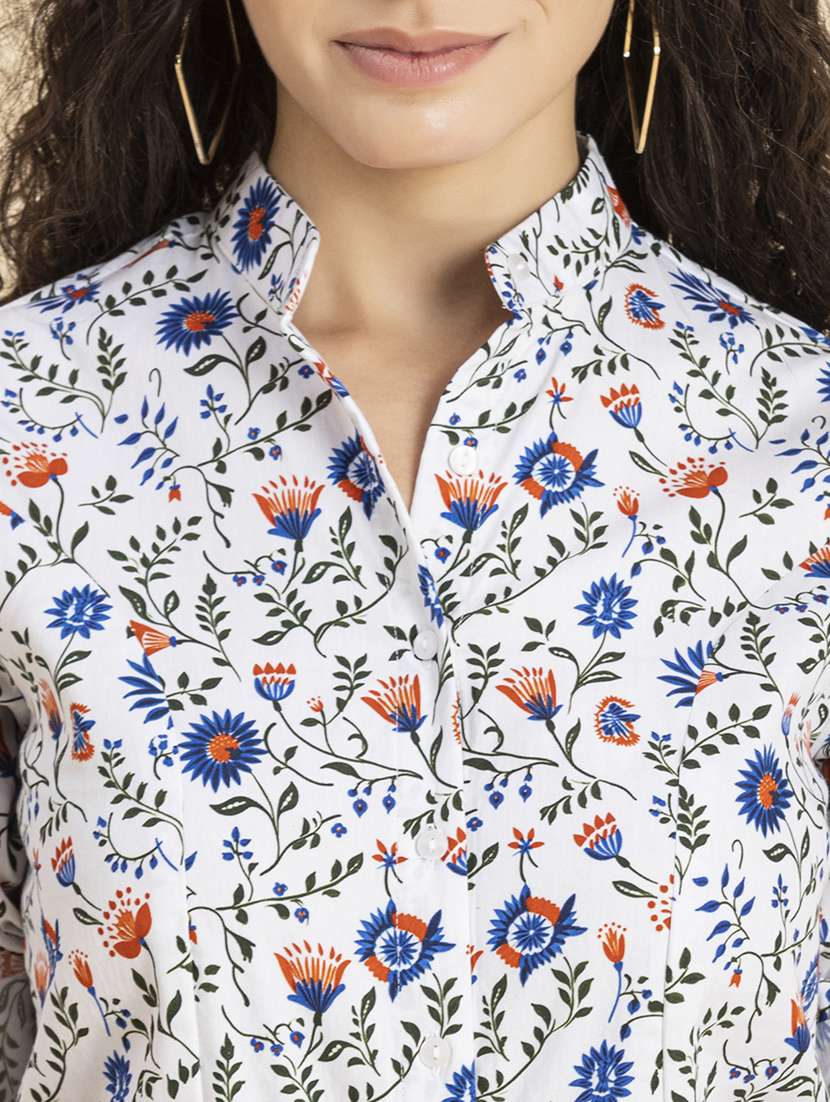white florals printed regular shirt - 20272049 -  Standard Image - 5