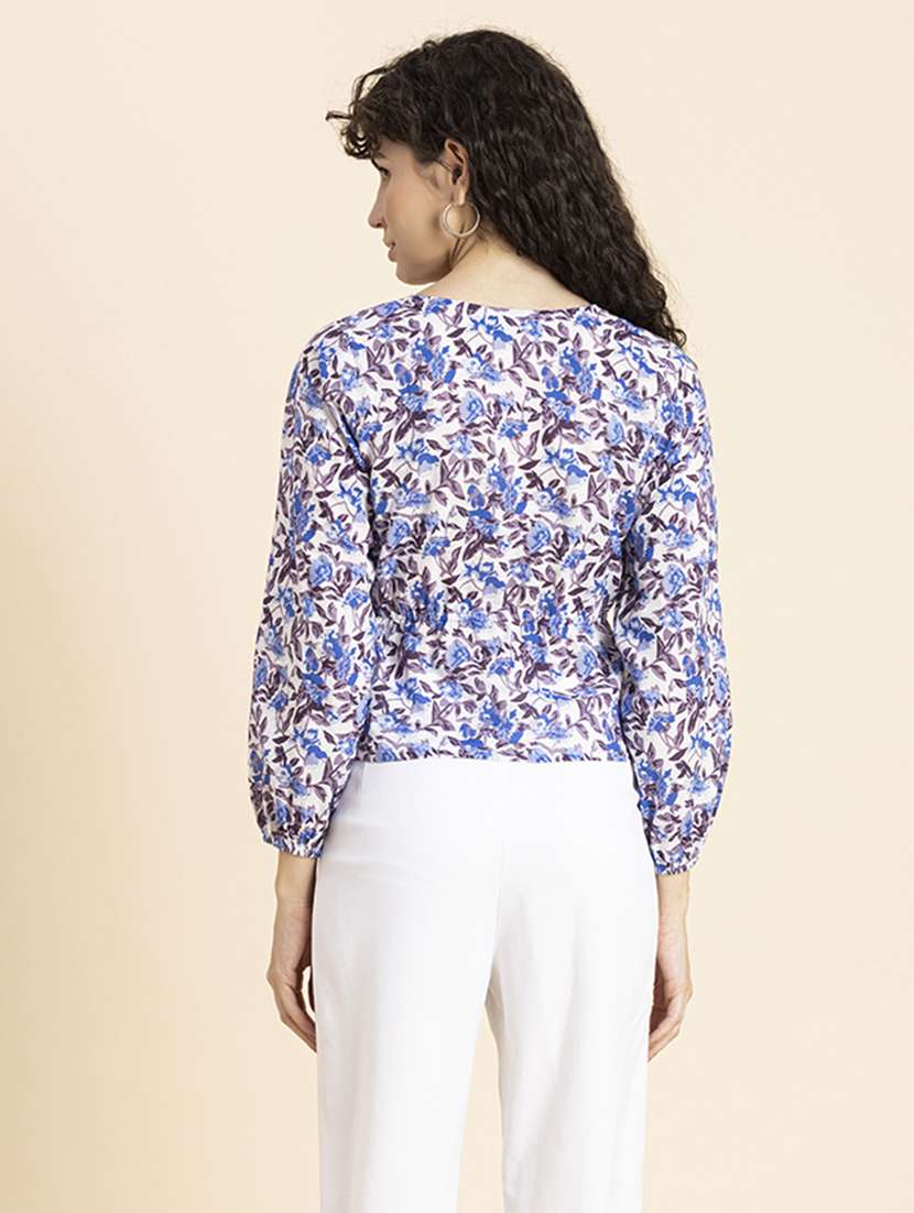 women's blouson v neck top - 20272064 -  Standard Image - 3