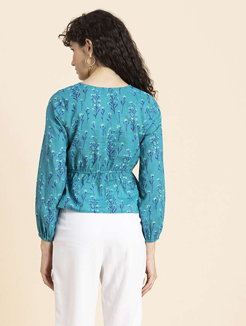 women's peplum overlap neck top - 20272065 -  Standard Image - 3