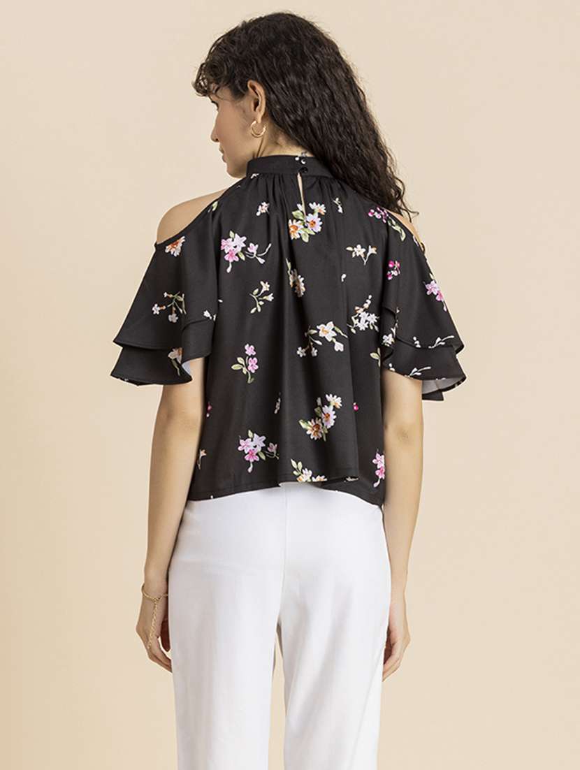 women's crop mandarin neck top - 20272078 -  Standard Image - 3