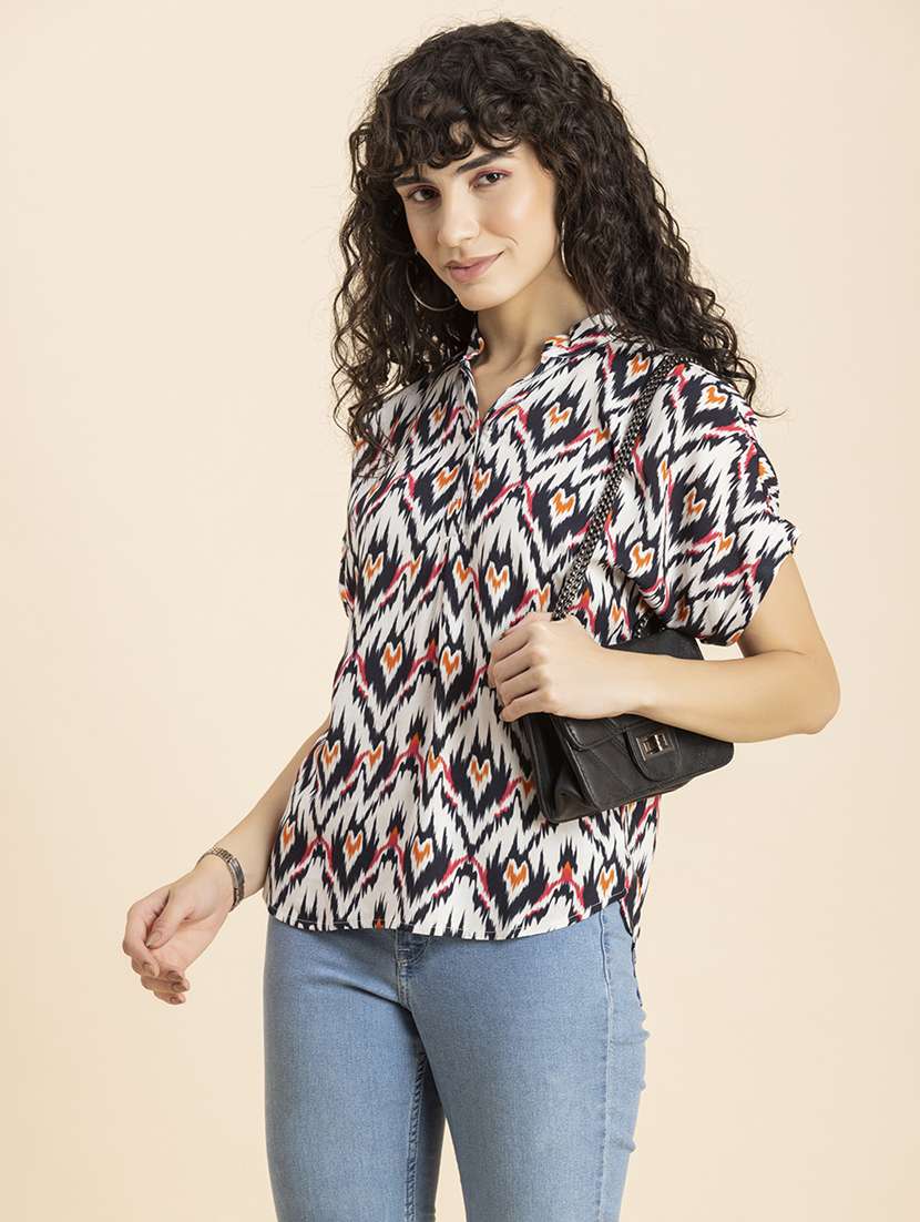 women's straight mandarin neck top - 20272105 -  Standard Image - 3