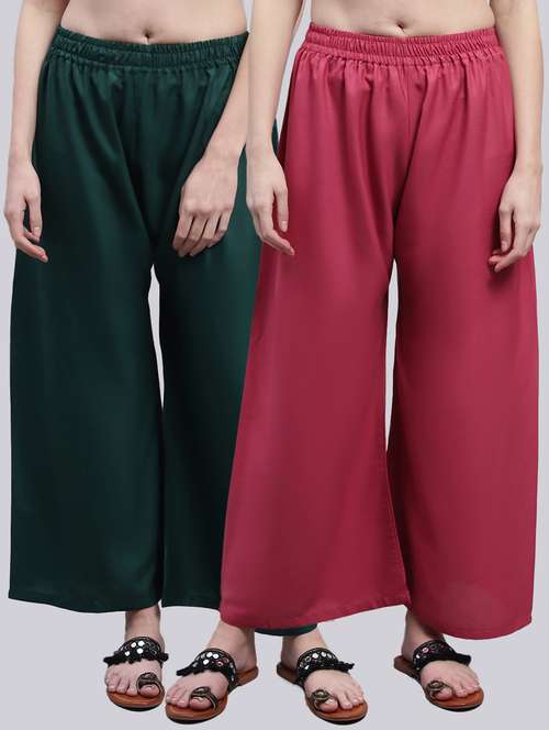 pack of 2 solid flared palazzo - 20273195 - Standard Image - 0