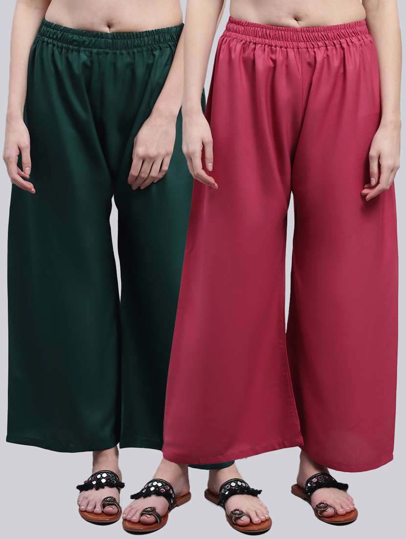pack of 2 solid flared palazzo - 20273195 - Zoom Image - 0