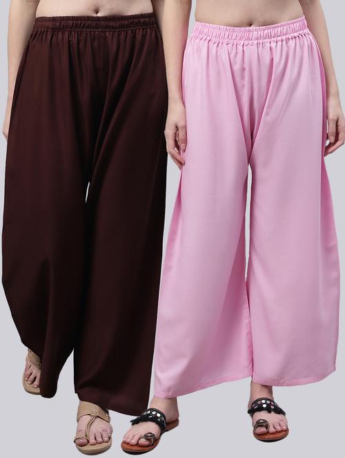 pack of 2 solid flared palazzo - 20273241 - Standard Image - 0