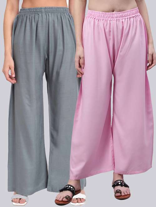 pack of 2 solid flared palazzo - 20273247 -  Standard Image - 0