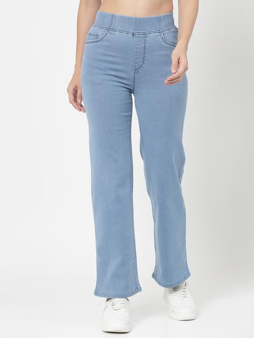 light blue solid ankle length jegging - 20273284 - Standard Image - 0