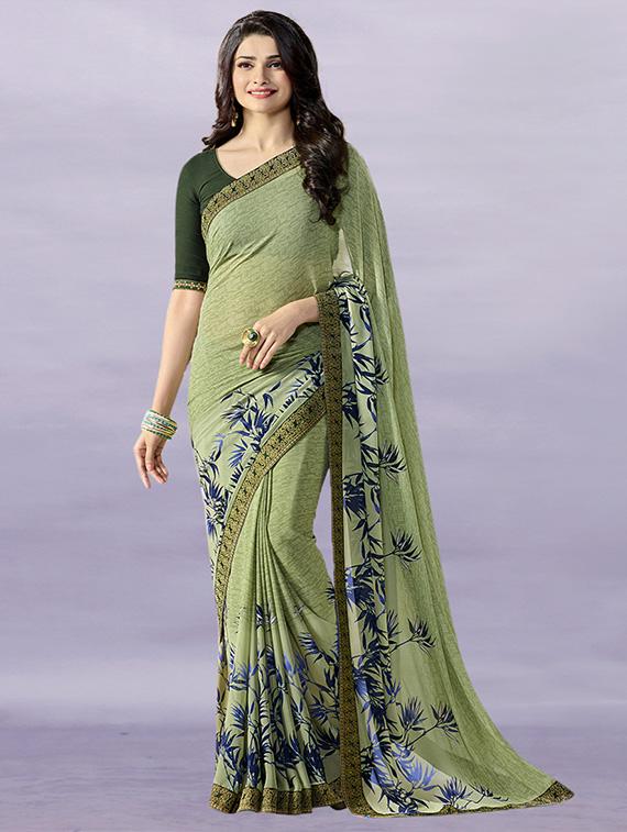 women's floral green colored saree with blouse - 20273317 - Zoom Image - 0