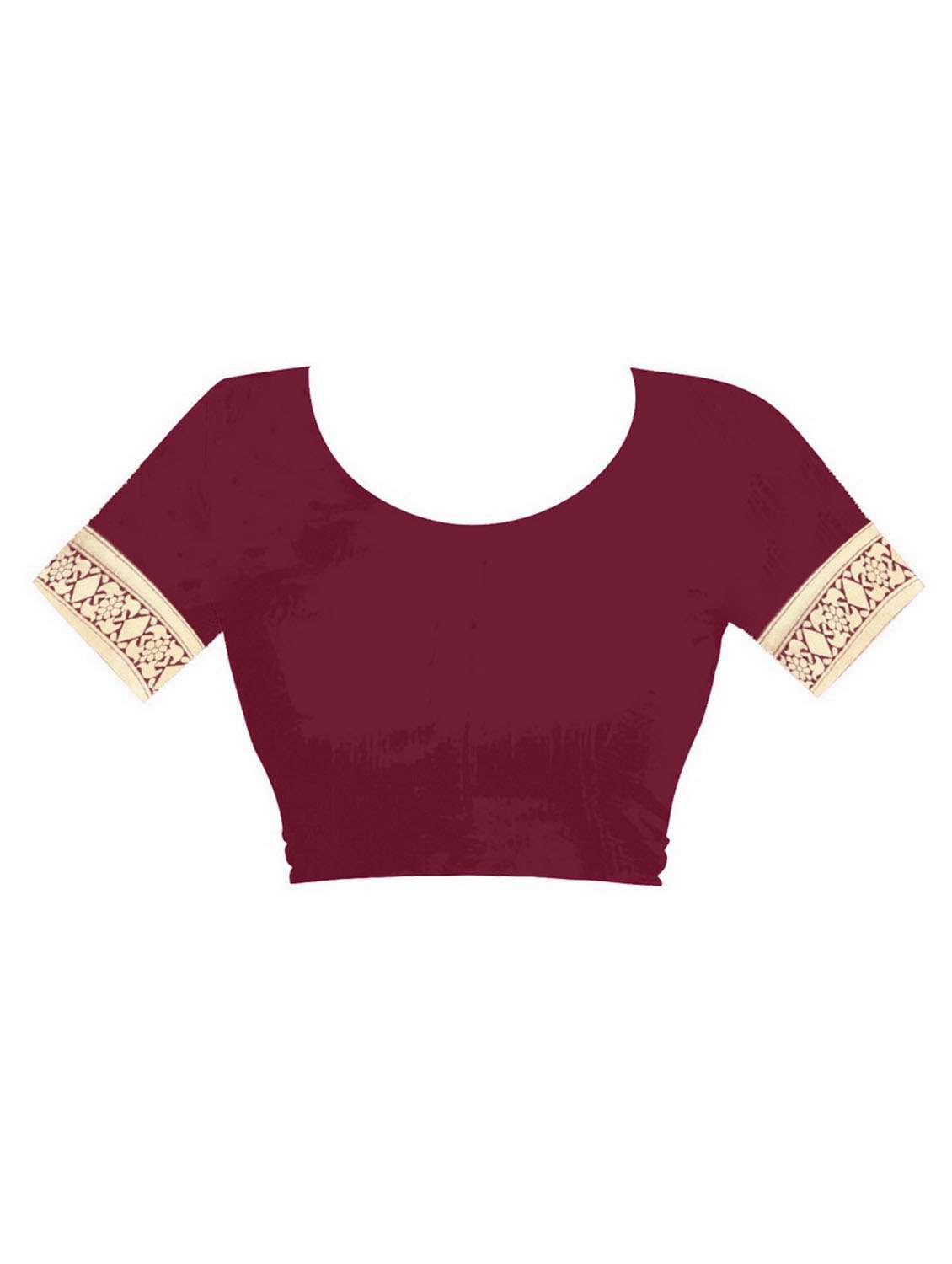 women's self design maroon colored saree with blouse - 20273435 -  Standard Image - 3