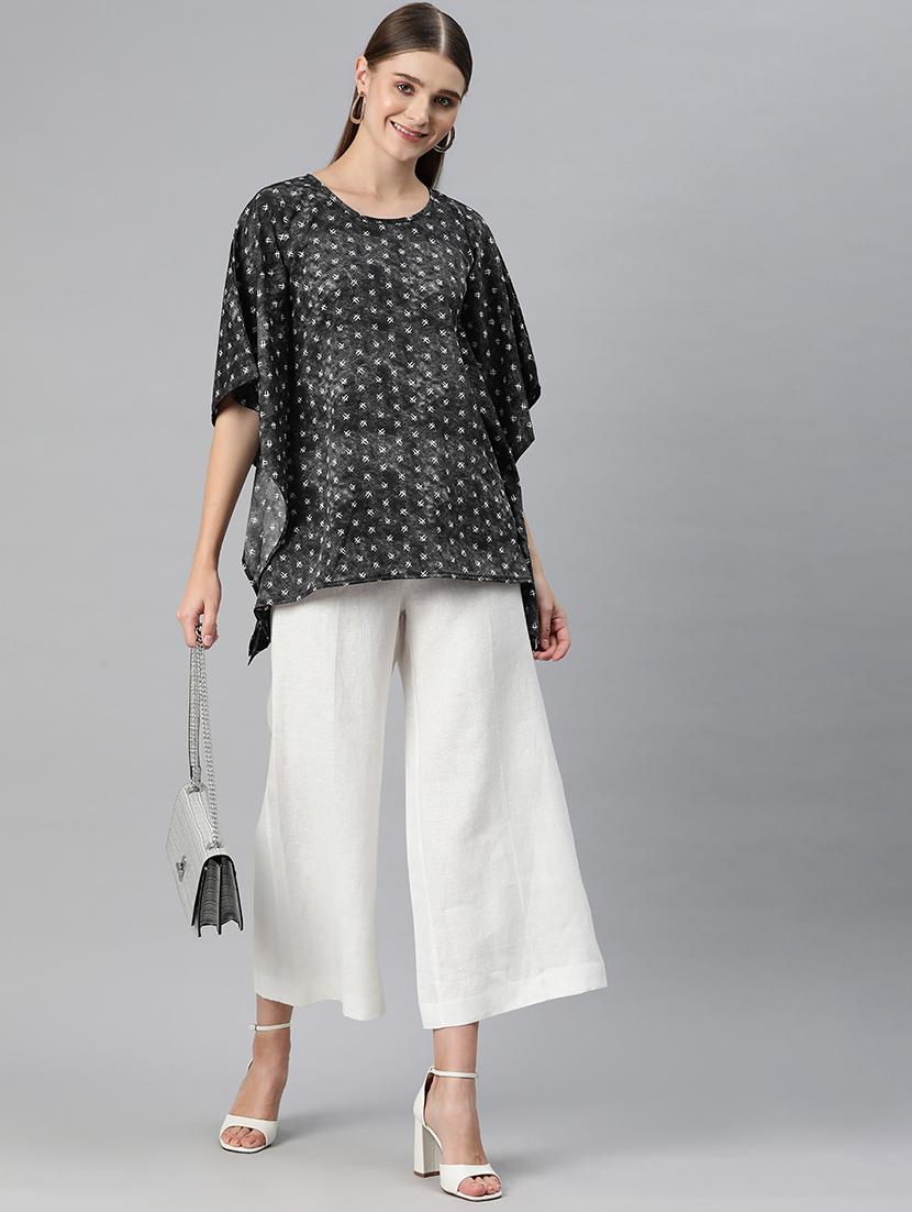 black printed realxed fit kaftan top - 20273737 - Standard Image - 3