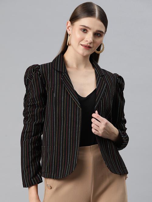 black striped puff sleeves balzer - 20273764 -  Standard Image - 0