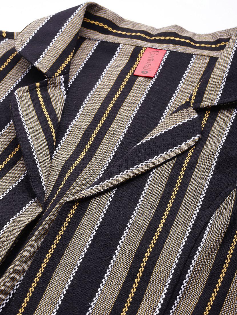 multi colored striped puff sleeves jacket - 20273765 - Standard Image - 5
