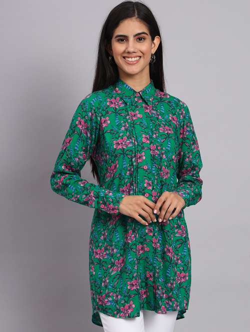 women floral printed high-low kurti - 20273778 -  Standard Image - 0