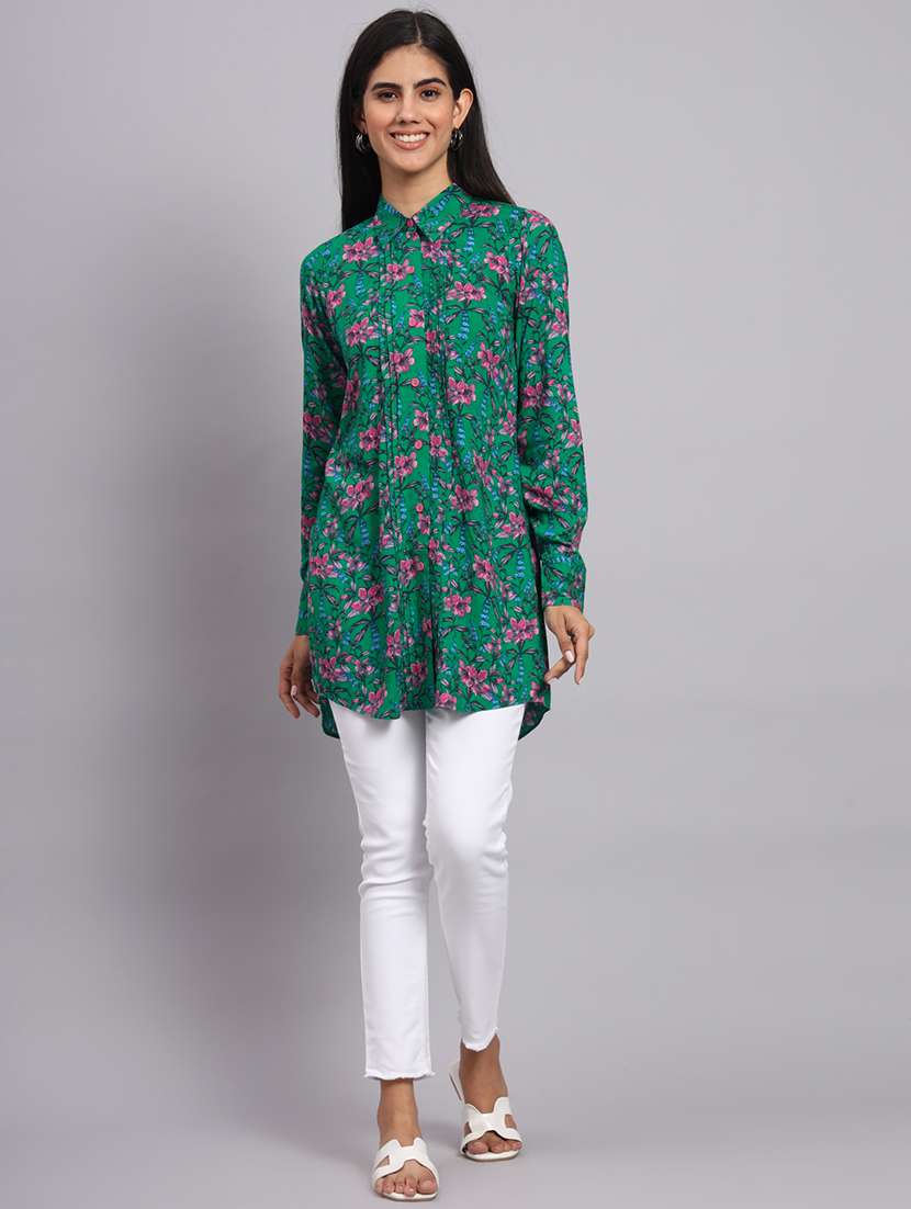 women floral printed high-low kurti - 20273778 -  Standard Image - 3