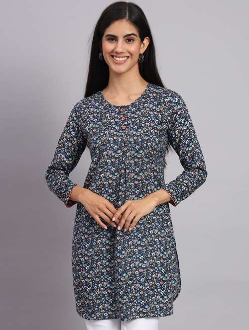 women floral printed side slit kurti - 20273779 -  Standard Image - 0