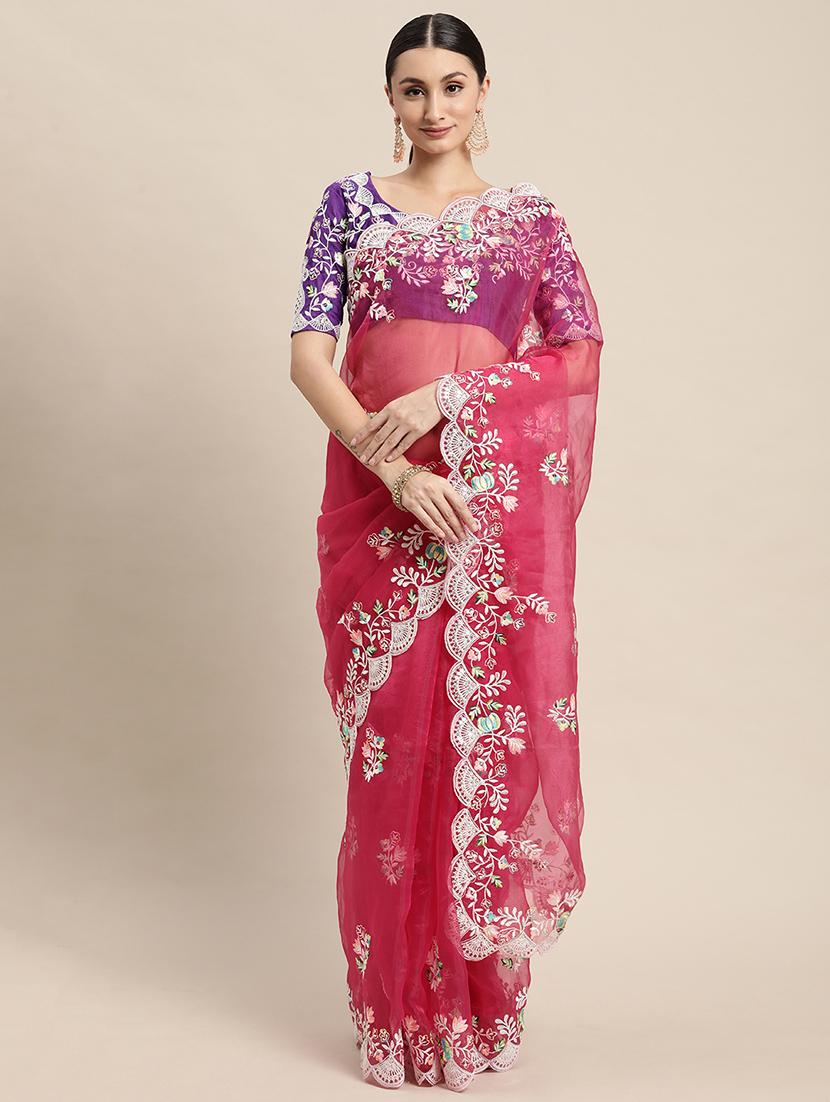 women's embroidered saree with blouse