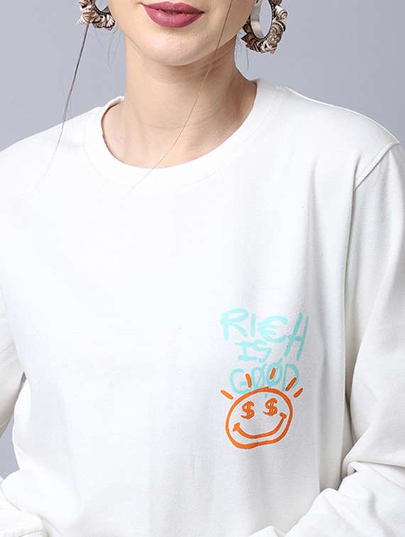 white typography regular sweatshirt - 20276567 - Standard Image - 3
