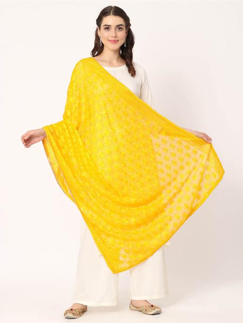 yellow phulkari dupatta - 20276664 - Standard Image - 0