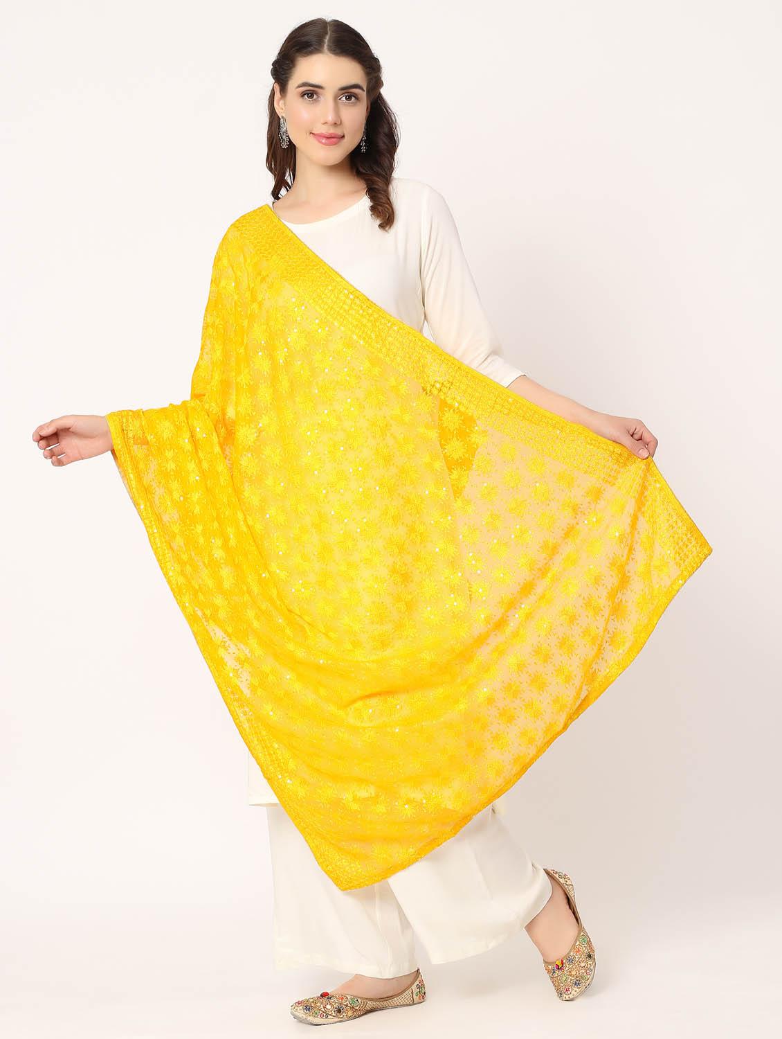 yellow phulkari dupatta - 20276664 - Standard Image - 3