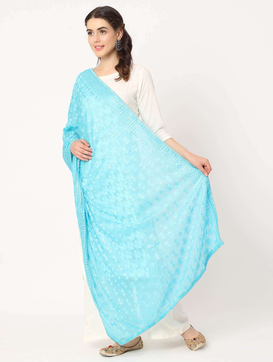 blue phulkari dupatta - 20276666 -  Standard Image - 3