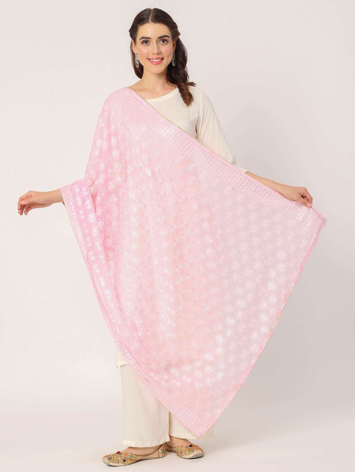 pink phulkari dupatta - 20276669 - Standard Image - 3
