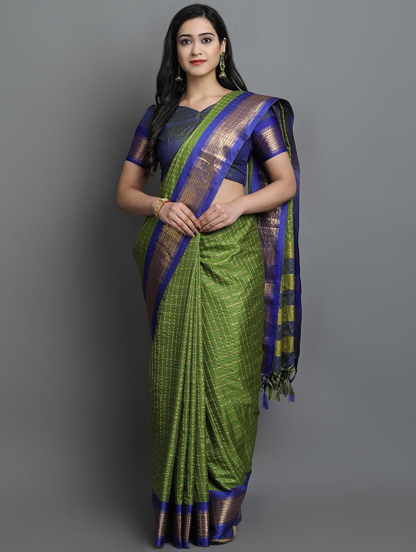 women's self design green colored saree with blouse - 20277041 -  Zoom Image - 0
