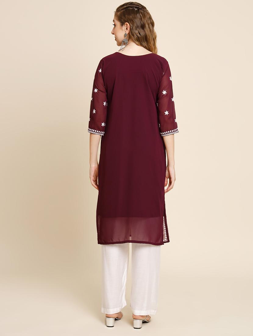 brown colored straight kurta - 20277333 - Standard Image - 3
