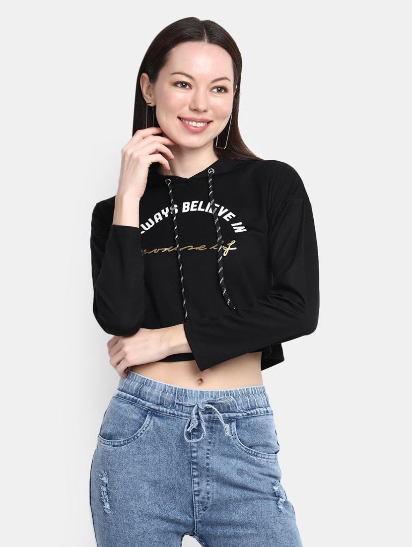 women black cotton crop top - 20277761 -  Zoom Image - 0
