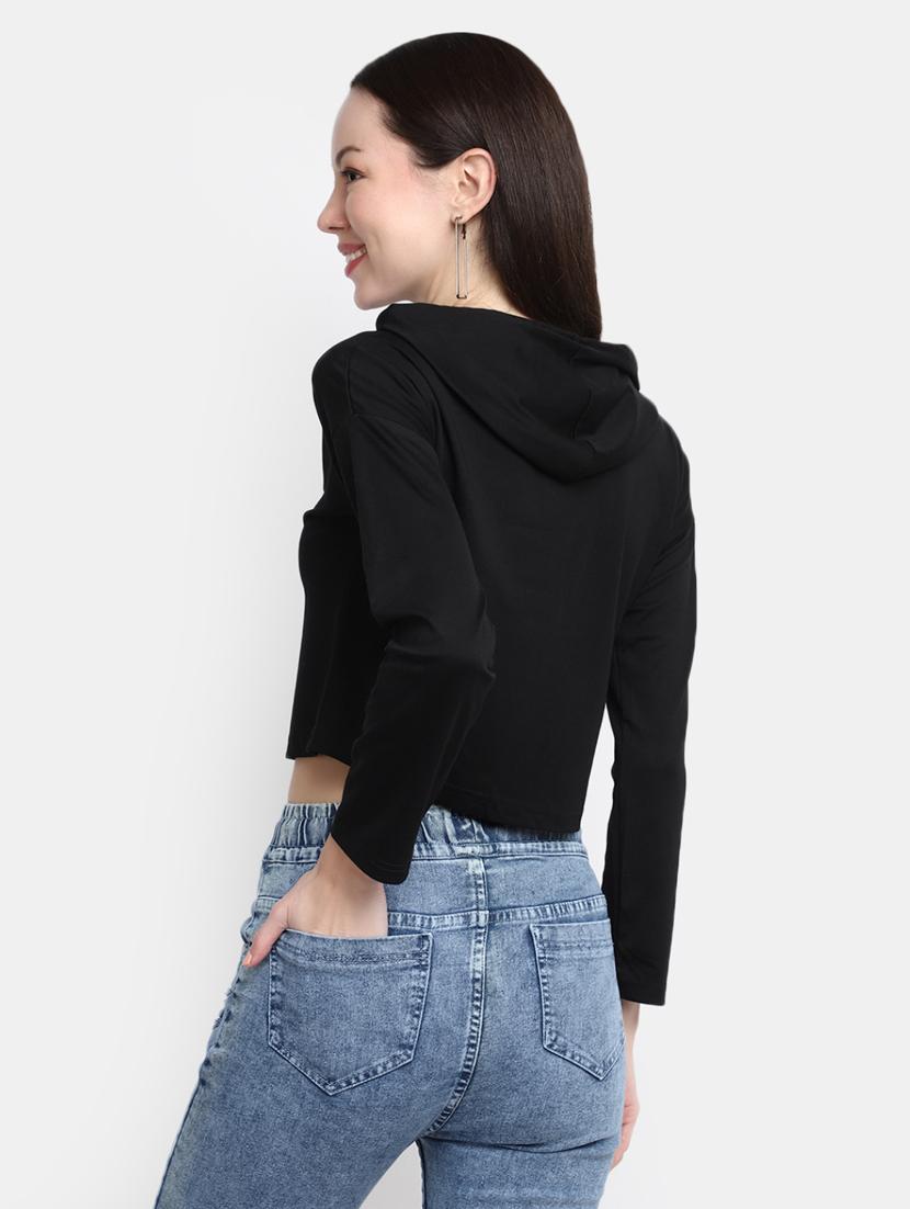 women black cotton crop top - 20277761 - Standard Image - 3