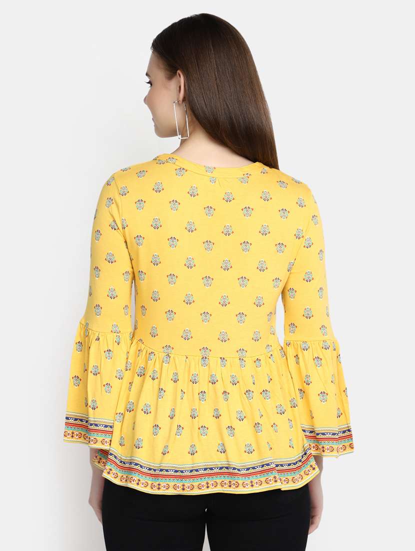yellow printed peplum tunic - 20277788 -  Standard Image - 3