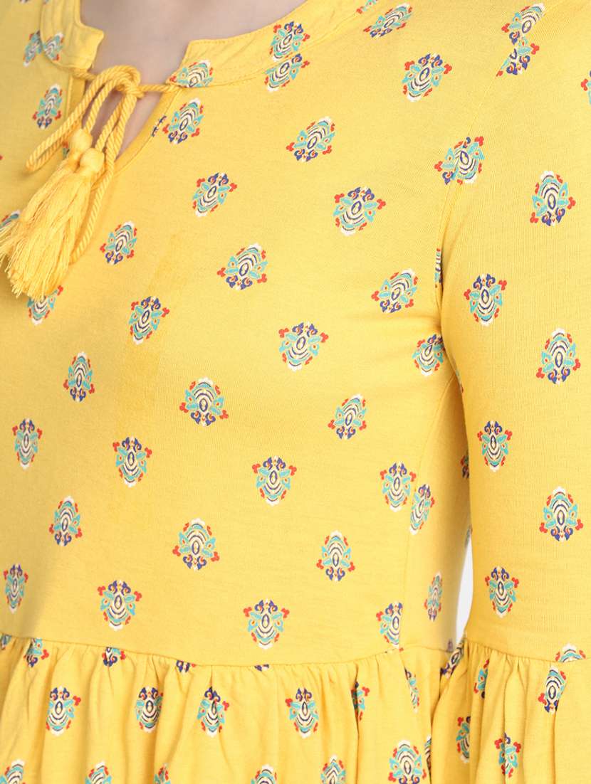 yellow printed peplum tunic - 20277788 -  Standard Image - 5