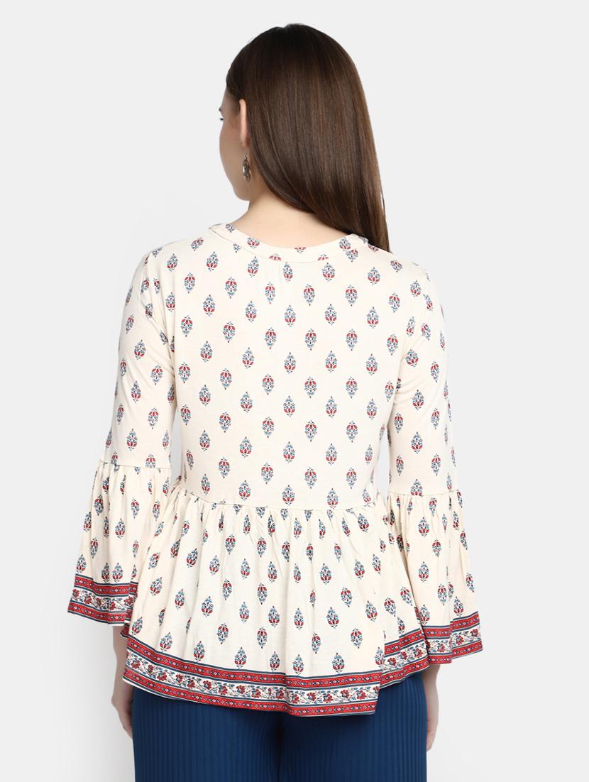 optic white printed peplum tunic - 20277789 - Standard Image - 3