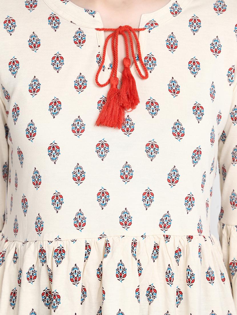 optic white printed peplum tunic - 20277789 - Standard Image - 5
