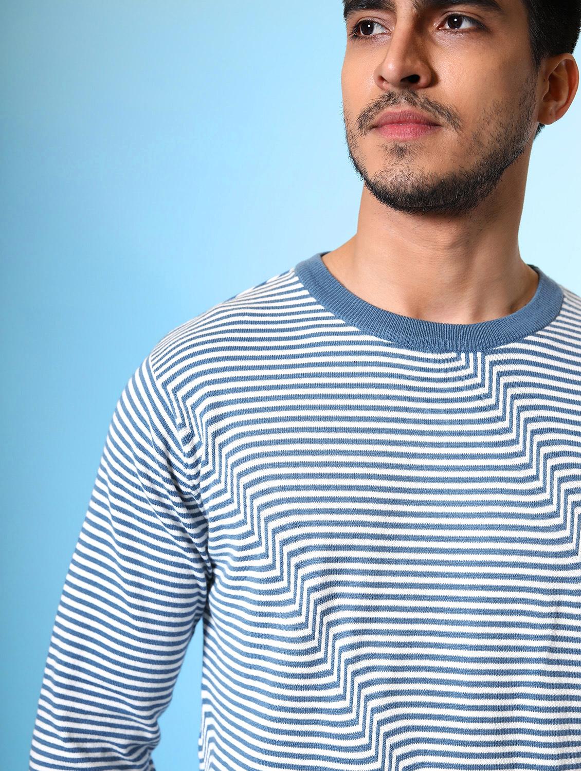 blue striped round neck t-shirt - 20277896 - Standard Image - 5