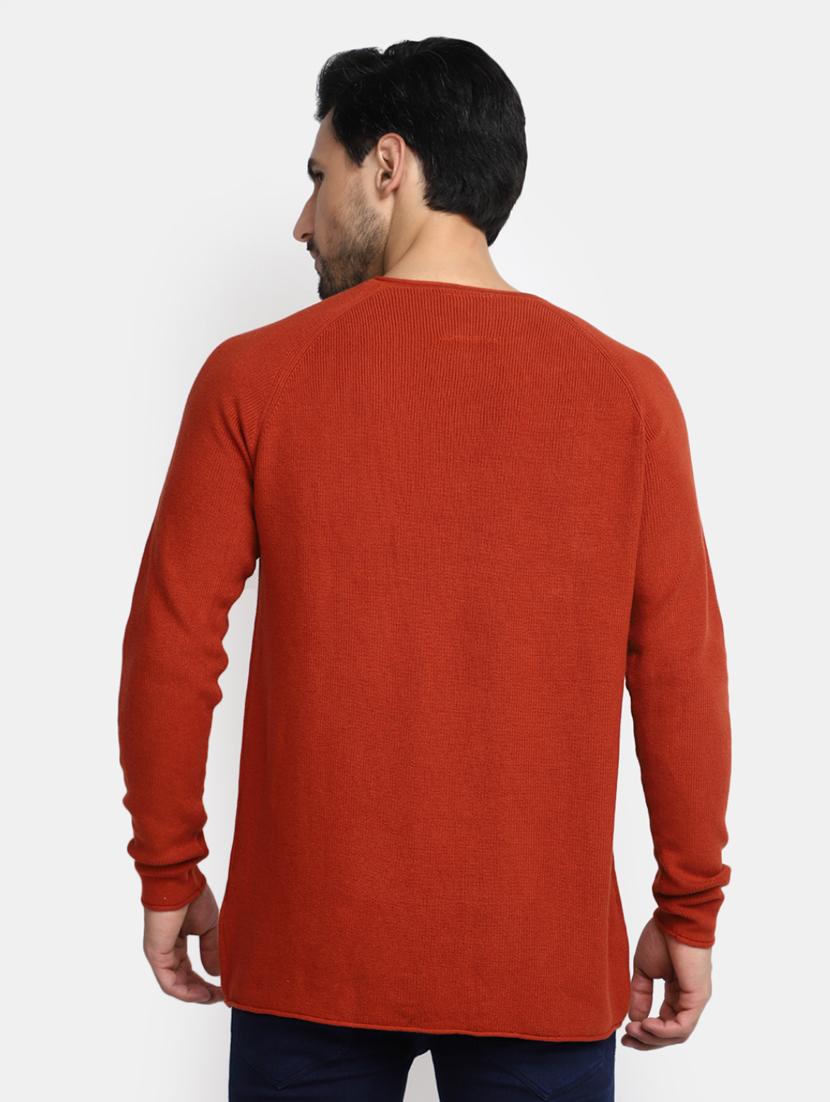 rust solid round neck long sleevs t-shirt - 20277898 - Standard Image - 3