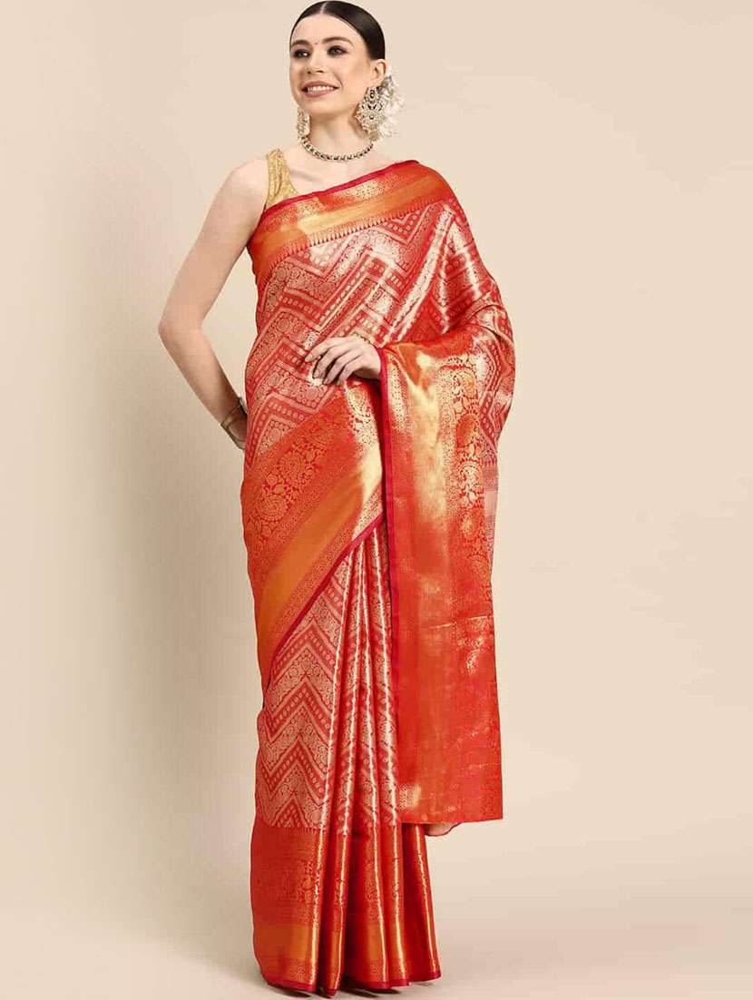 women's self design red colored saree - 20278083 -  Zoom Image - 0